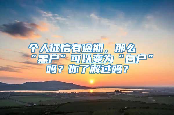 个人征信有逾期，那么“黑户”可以变为“白户”吗？你了解过吗？