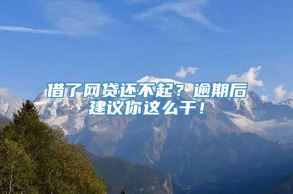 借了网贷还不起？逾期后建议你这么干！