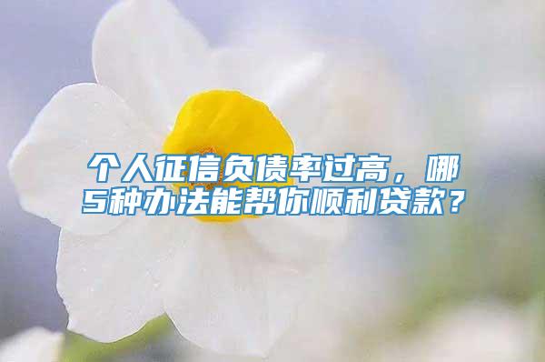 个人征信负债率过高，哪5种办法能帮你顺利贷款？