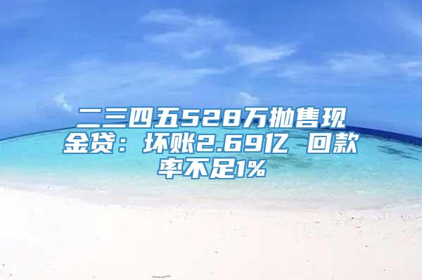 二三四五528万抛售现金贷：坏账2.69亿 回款率不足1%