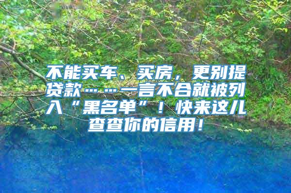 不能买车、买房，更别提贷款……一言不合就被列入“黑名单”！快来这儿查查你的信用！