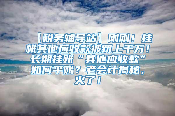 【税务辅导站】刚刚！挂帐其他应收款被罚上千万！长期挂账“其他应收款”如何平账？老会计揭秘，火了！