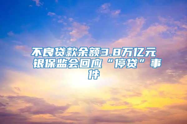 不良贷款余额3.8万亿元 银保监会回应“停贷”事件