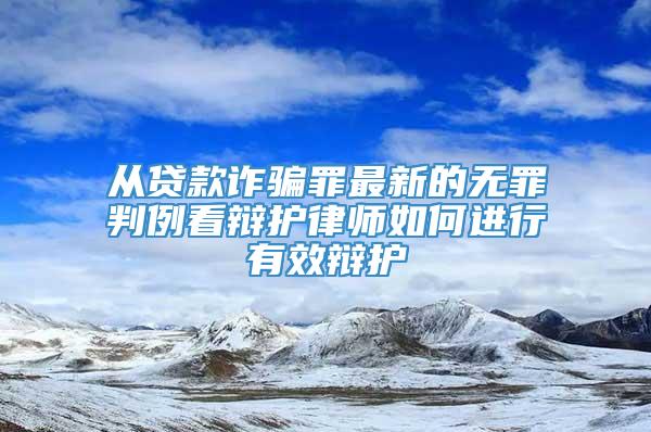 从贷款诈骗罪最新的无罪判例看辩护律师如何进行有效辩护