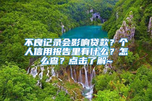 不良记录会影响贷款？个人信用报告里有什么？怎么查？点击了解~