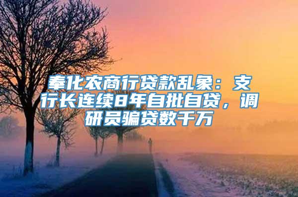 奉化农商行贷款乱象：支行长连续8年自批自贷，调研员骗贷数千万