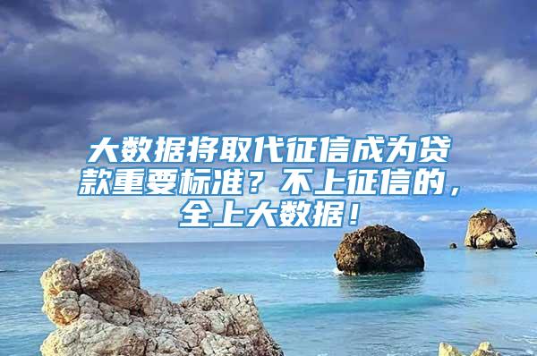 大数据将取代征信成为贷款重要标准？不上征信的，全上大数据！