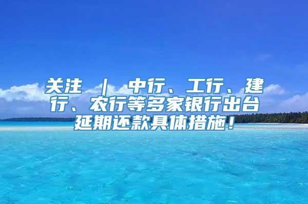 关注 ｜ 中行、工行、建行、农行等多家银行出台延期还款具体措施！