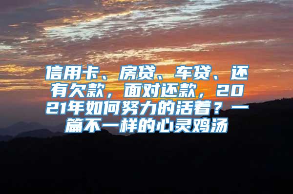 信用卡、房贷、车贷、还有欠款，面对还款，2021年如何努力的活着？一篇不一样的心灵鸡汤