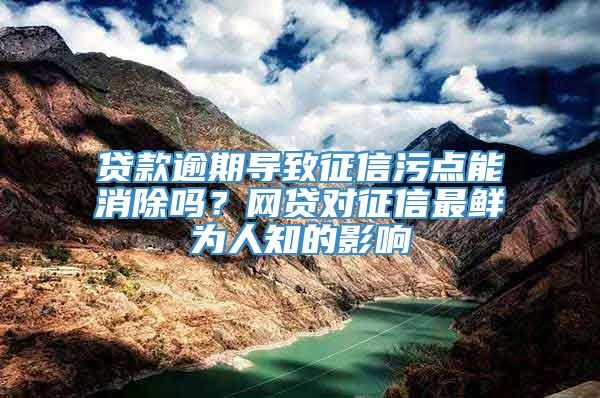 贷款逾期导致征信污点能消除吗？网贷对征信最鲜为人知的影响