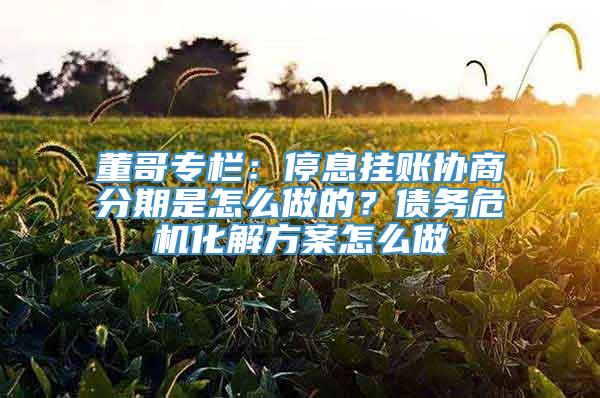 董哥专栏：停息挂账协商分期是怎么做的？债务危机化解方案怎么做