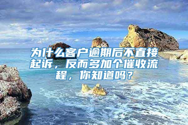 为什么客户逾期后不直接起诉，反而多加个催收流程，你知道吗？