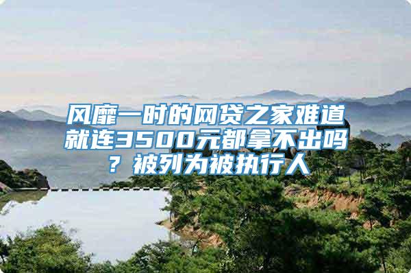 风靡一时的网贷之家难道就连3500元都拿不出吗？被列为被执行人