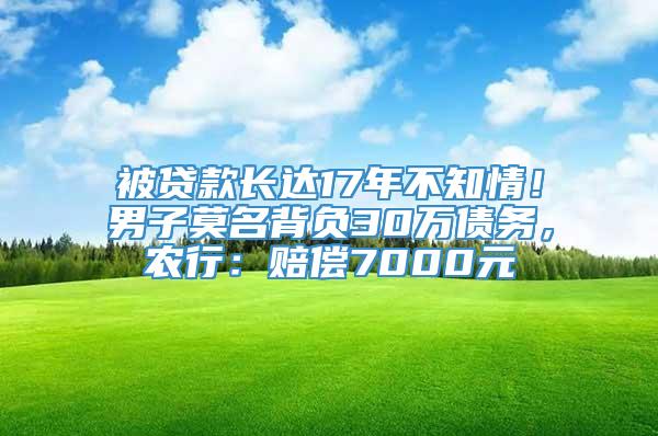 被贷款长达17年不知情！男子莫名背负30万债务，农行：赔偿7000元