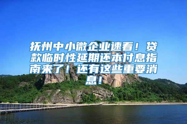 抚州中小微企业速看！贷款临时性延期还本付息指南来了！还有这些重要消息！