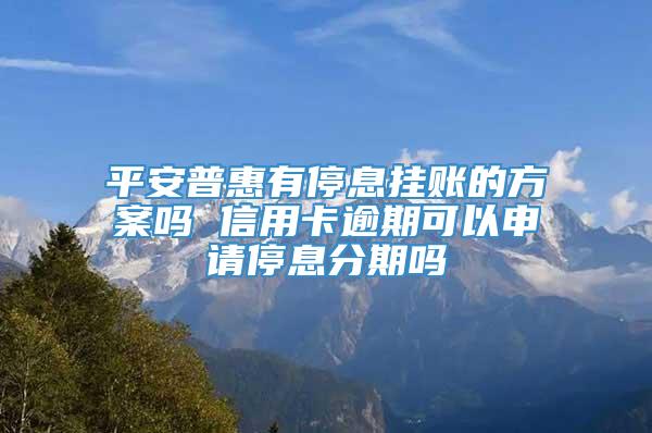 平安普惠有停息挂账的方案吗 信用卡逾期可以申请停息分期吗