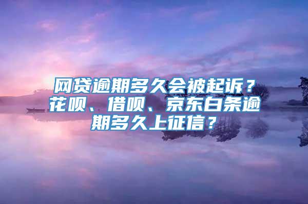 网贷逾期多久会被起诉？花呗、借呗、京东白条逾期多久上征信？