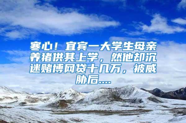 寒心！宜宾一大学生母亲养猪供其上学，然他却沉迷赌博网贷十几万，被威胁后....