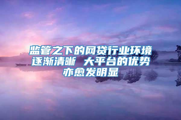 监管之下的网贷行业环境逐渐清晰 大平台的优势亦愈发明显