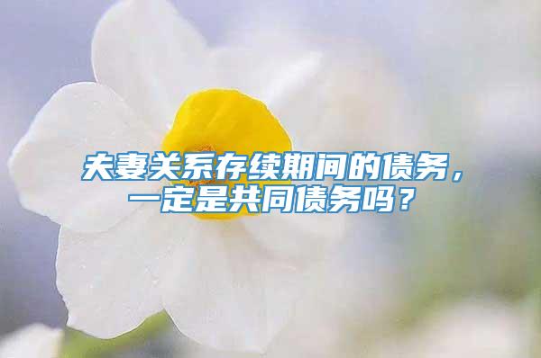 夫妻关系存续期间的债务，一定是共同债务吗？