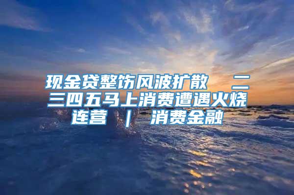 现金贷整饬风波扩散  二三四五马上消费遭遇火烧连营 ｜ 消费金融