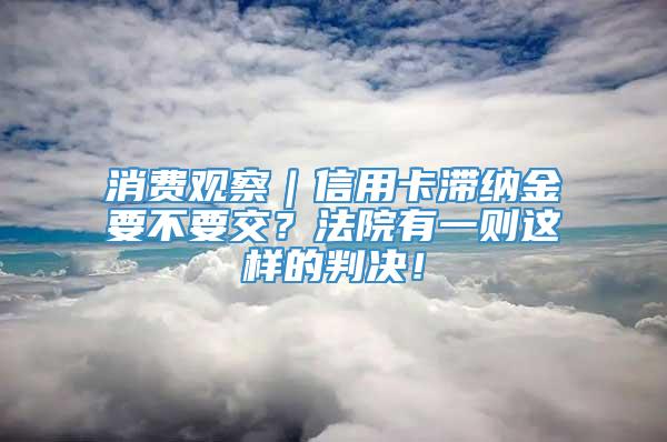 消费观察｜信用卡滞纳金要不要交？法院有一则这样的判决！