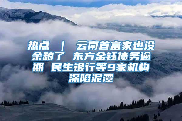 热点 ｜ 云南首富家也没余粮了 东方金钰债务逾期 民生银行等9家机构深陷泥潭