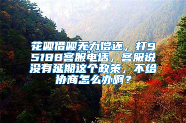 花呗借呗无力偿还，打95188客服电话，客服说没有延期这个政策，不给协商怎么办啊？