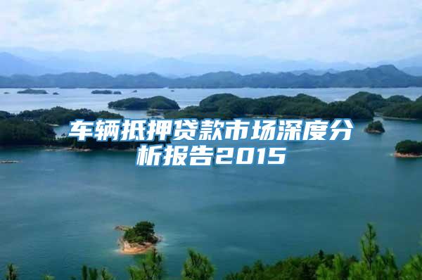 车辆抵押贷款市场深度分析报告2015