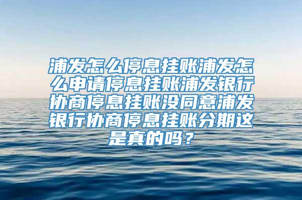 浦发怎么停息挂账浦发怎么申请停息挂账浦发银行协商停息挂账没同意浦发银行协商停息挂账分期这是真的吗？