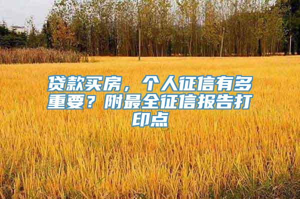 贷款买房，个人征信有多重要？附最全征信报告打印点