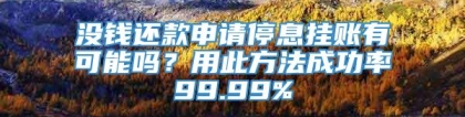 没钱还款申请停息挂账有可能吗？用此方法成功率99.99%