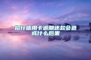 招行信用卡逾期还款会造成什么后果