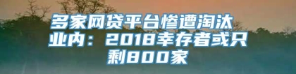 多家网贷平台惨遭淘汰 业内：2018幸存者或只剩800家